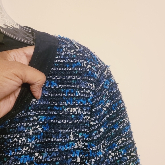 St. John | Navy Blue & White Patterned Wool Blend Two Piece Skirt Suit (Size 8) - Picture 9 of 15